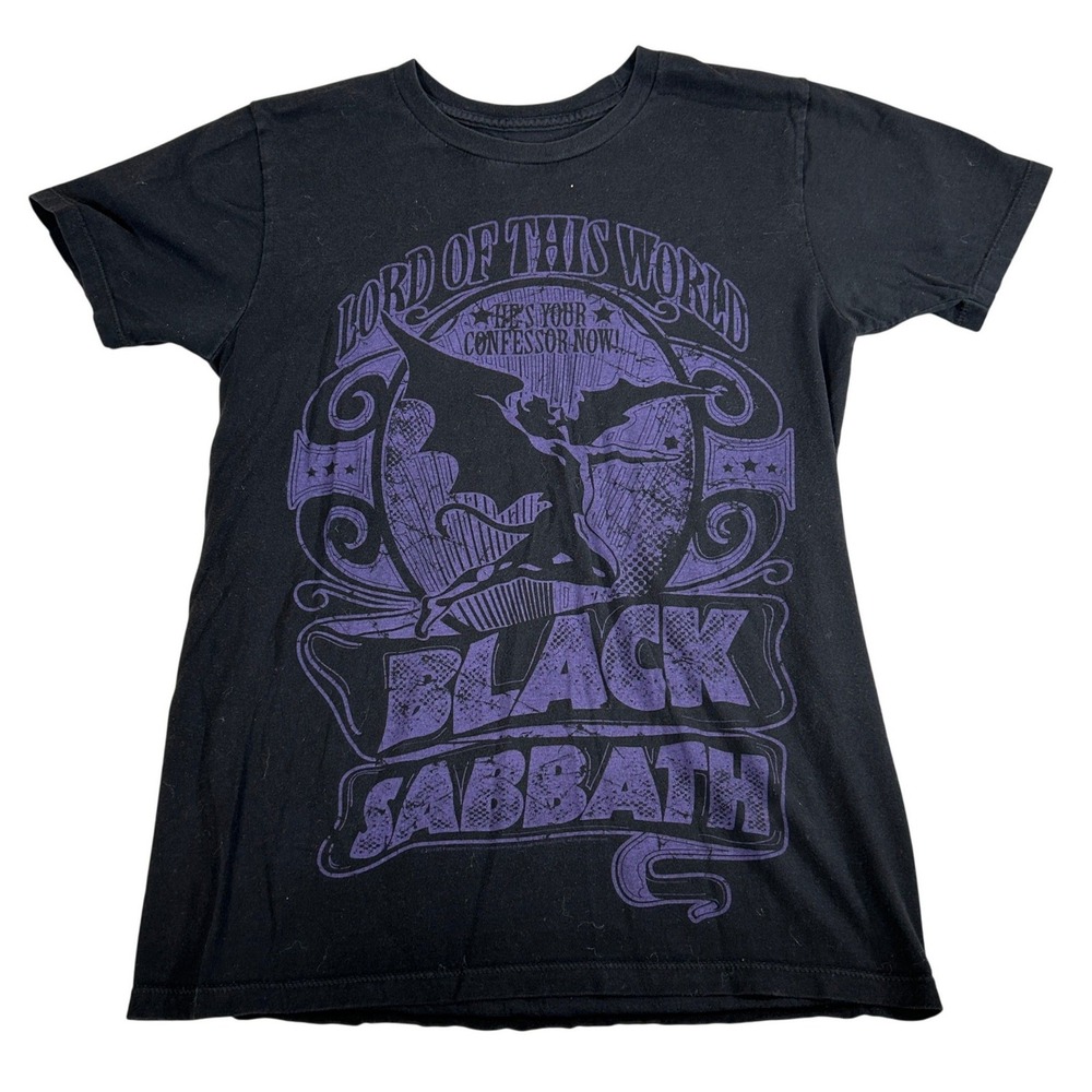 Black Sabbath Lord of This World Graphic T-Shirt Black Purple Mens Small NO TAG